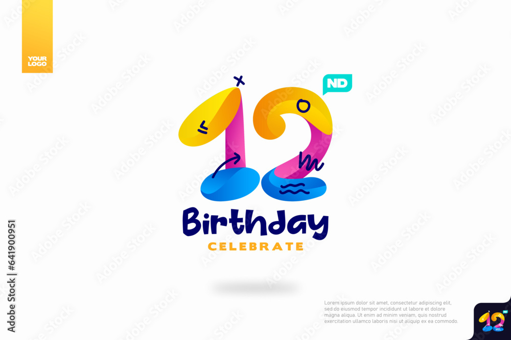 12th child birthday celebration party logo number.
12th child birthday celebration party logo number.