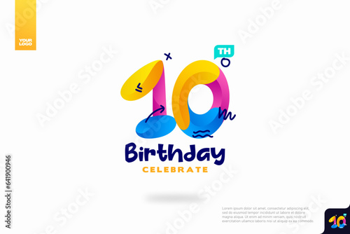 10th child birthday celebration party logo number.

 photo