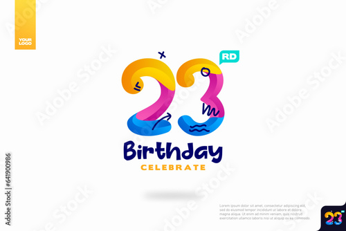 Number 23 logo icon design, 23rd birthday logo number, anniversary 23
 photo
