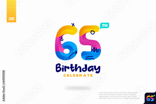 Number 65 logo icon design, 65th birthday logo number, anniversary 65
 photo