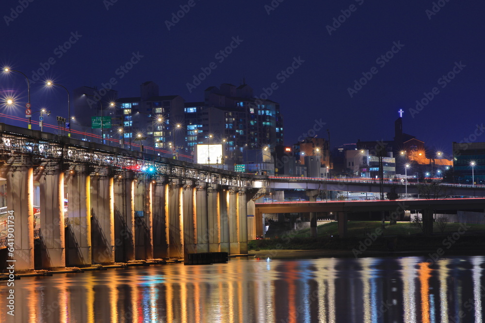 night view of hanriver in seoul, korea