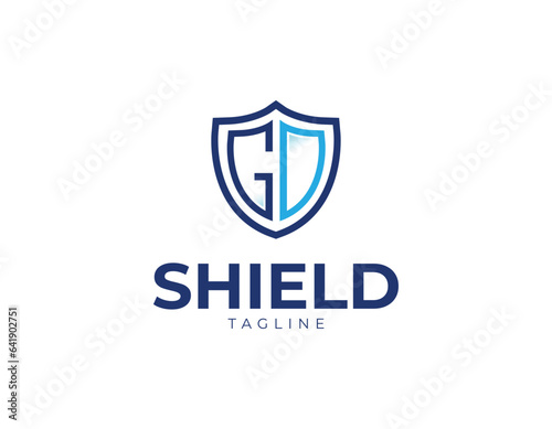 Initial Letter GD Shield Shape Logo Design Template
