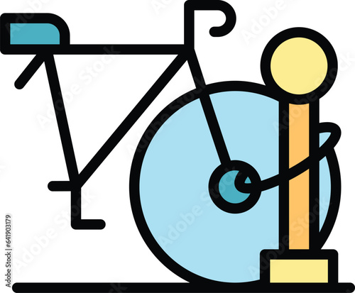 Bicycle parking lock icon outline vector. Park lot. Station route color flat
