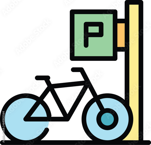 Rack station bike icon outline vector. Park city. Transport traffic color flat