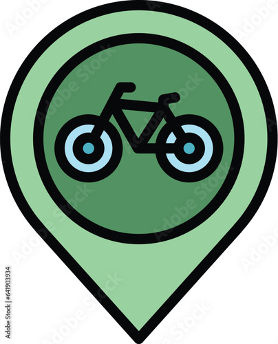 Bike parking location icon outline vector. Area place. Cycle park color flat