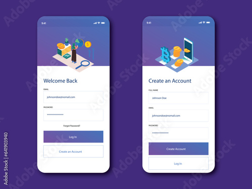Free vector website login page template design