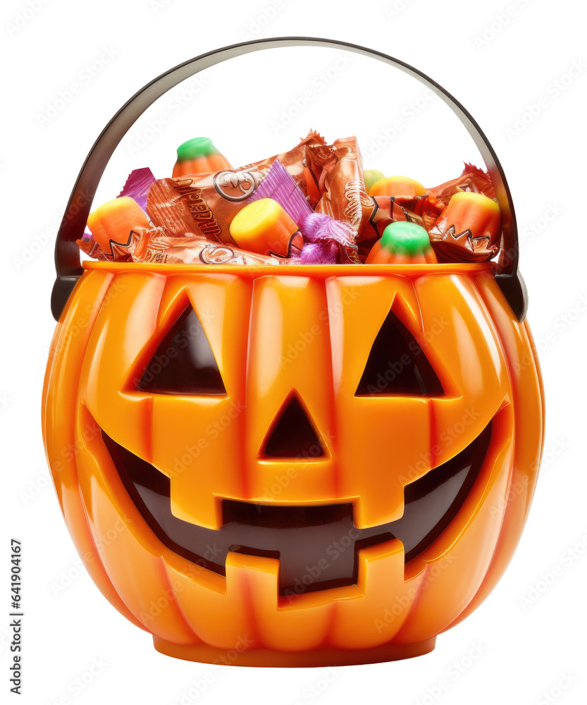 Trick or Treat Jack o Lantern Candy Bucket Isolated on Transparent ...