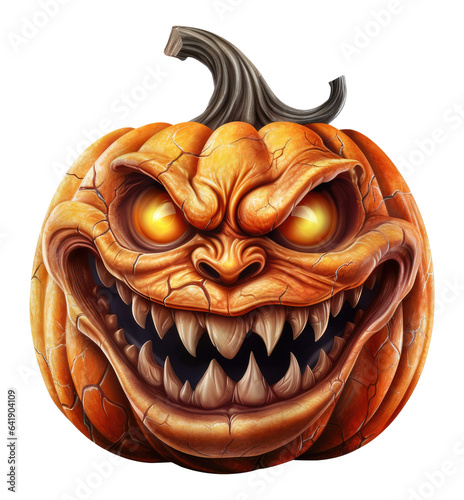 Scary Jack o Lantern Isolated on Transparent Background
