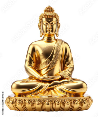 Golden Buddha Isolated on Transparent Background
