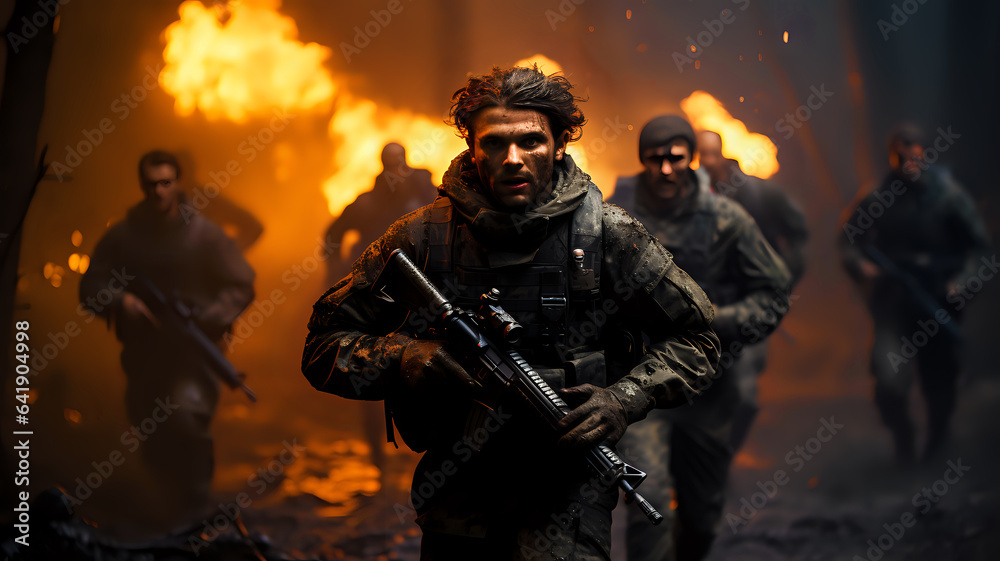fictional soldiers boldly walk across the battlefield fictional soldiers boldly walk across the battlefield