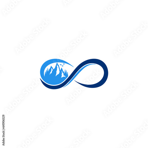 illustration of an infinty mountain design logo photo