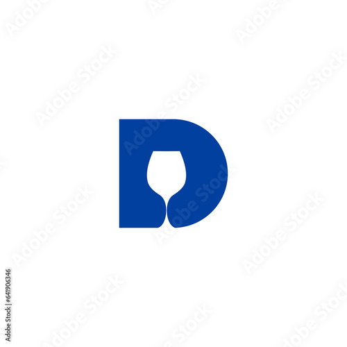 letter D with wine design logo