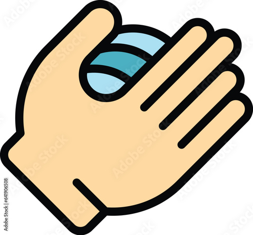 Baseball glove icon outline vector. Hand keeper. Bike punch color flat