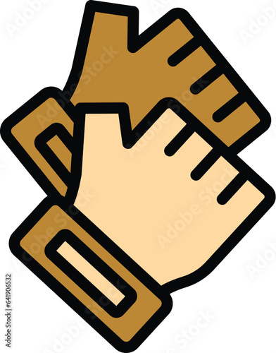 Gym sport gloves icon outline vector. Hand keeper. Bike pair color flat