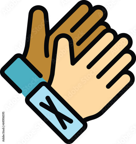 Safety sport gloves icon outline vector. Sport equipment. Winter snow color flat