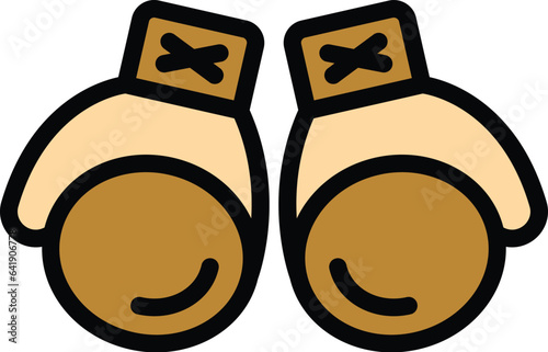 Sport box gloves icon outline vector. Hand keeper. Pair protection color flat