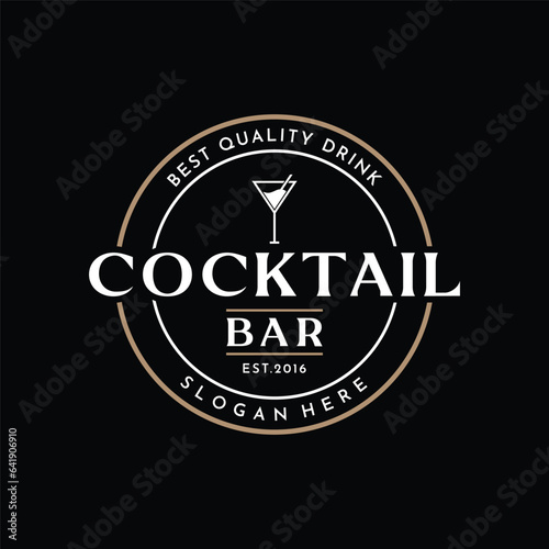 Premium quality cocktail alcohol drink logo design with vintage style. Logo for bar, restaurant, pub, business, badge.