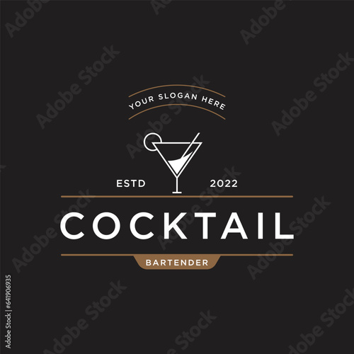 Premium quality cocktail alcohol drink logo design with vintage style. Logo for bar, restaurant, pub, business, badge.