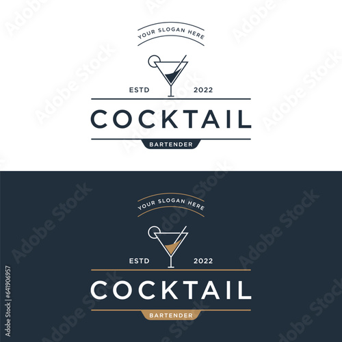 Premium quality cocktail alcohol drink logo design with vintage style. Logo for bar, restaurant, pub, business, badge.
