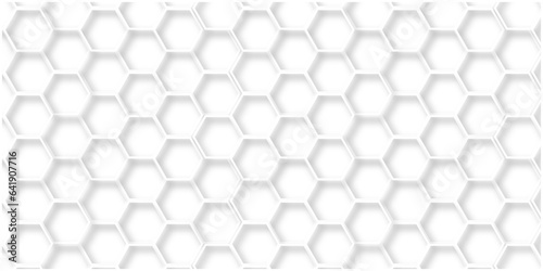 Fototapeta Naklejka Na Ścianę i Meble -  Background with hexagons White Hexagonal Background. Luxury White Pattern. Vector Illustration. 3D Futuristic abstract honeycomb mosaic white background. geometric mesh cell texture.	