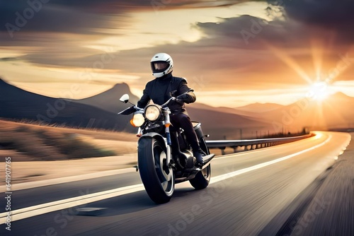 biker on a highway