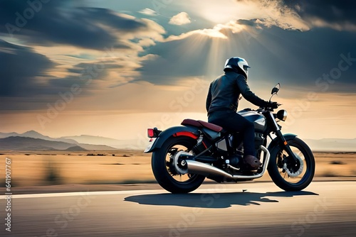 motocross rider on the sunset