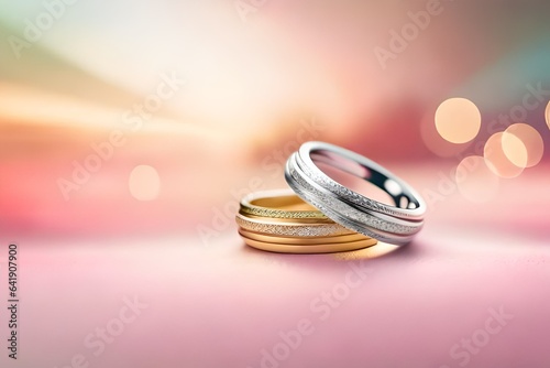 wedding rings on table