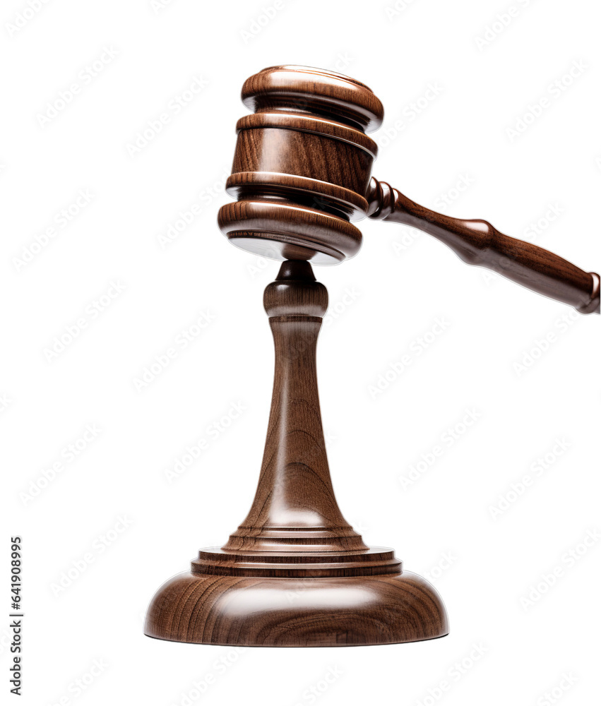 A wooden judge's gavel on a white background A wooden judge's gavel on a white background