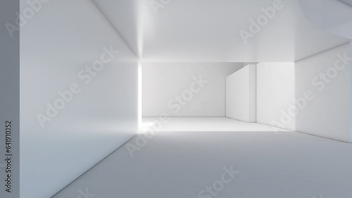 White open room with outdoor lighting., 3d rendering