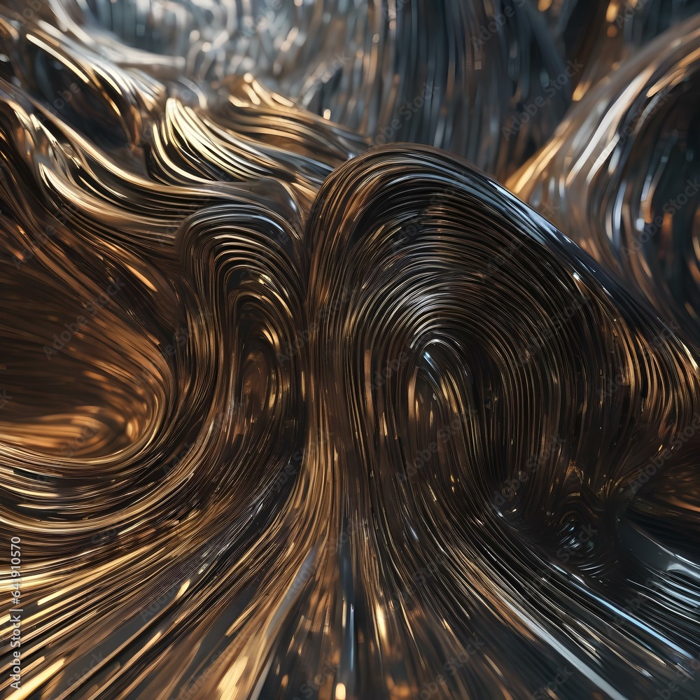 Liquid metal tendrils weaving through a pixelated dreamscape1 - obrazy, fototapety, plakaty 