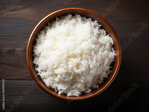 bowl of rice on wooden table
