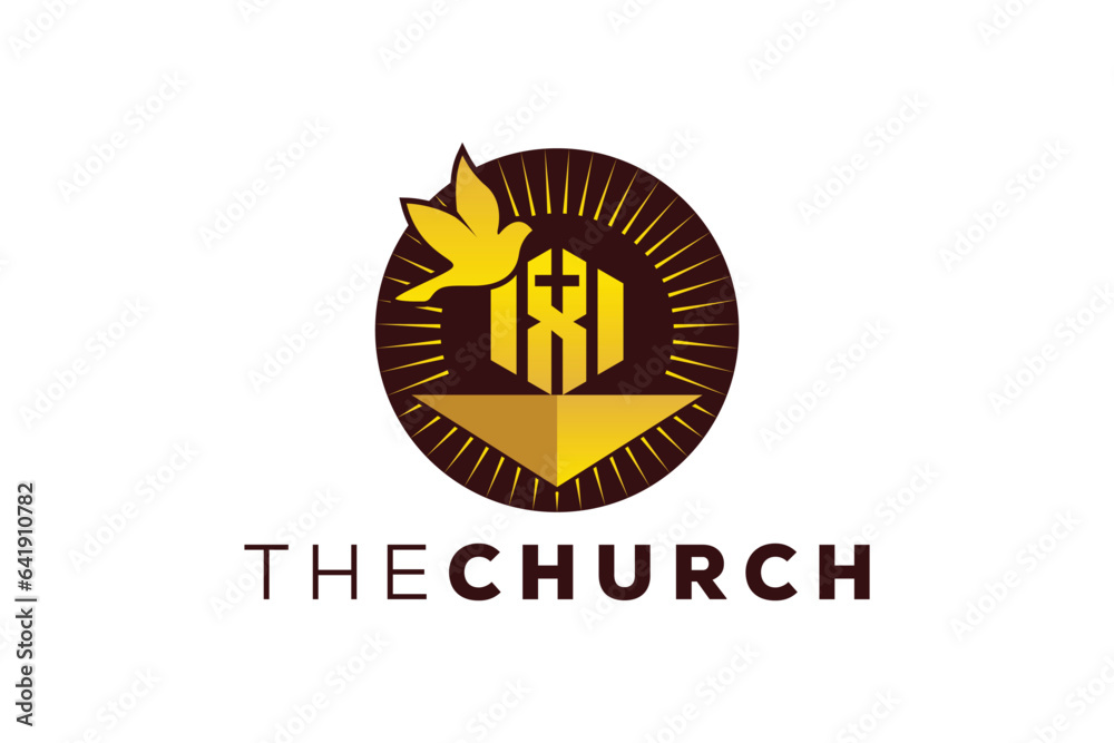 Fototapeta premium Trendy and Professional letter X church sign Christian and peaceful vector logo design