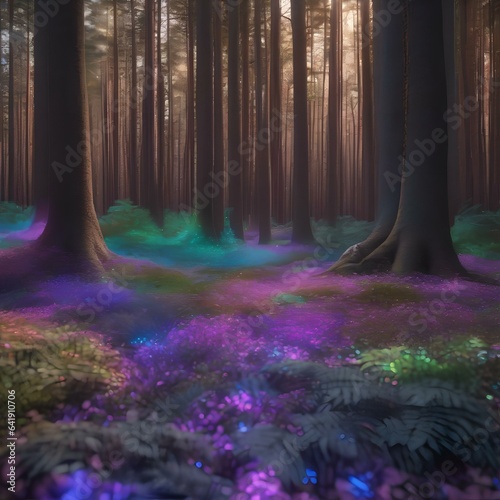 A virtual reality forest with trees made of iridescent code1 photo