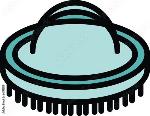Round jockey brush icon outline vector. Derby sport. Race horse color flat