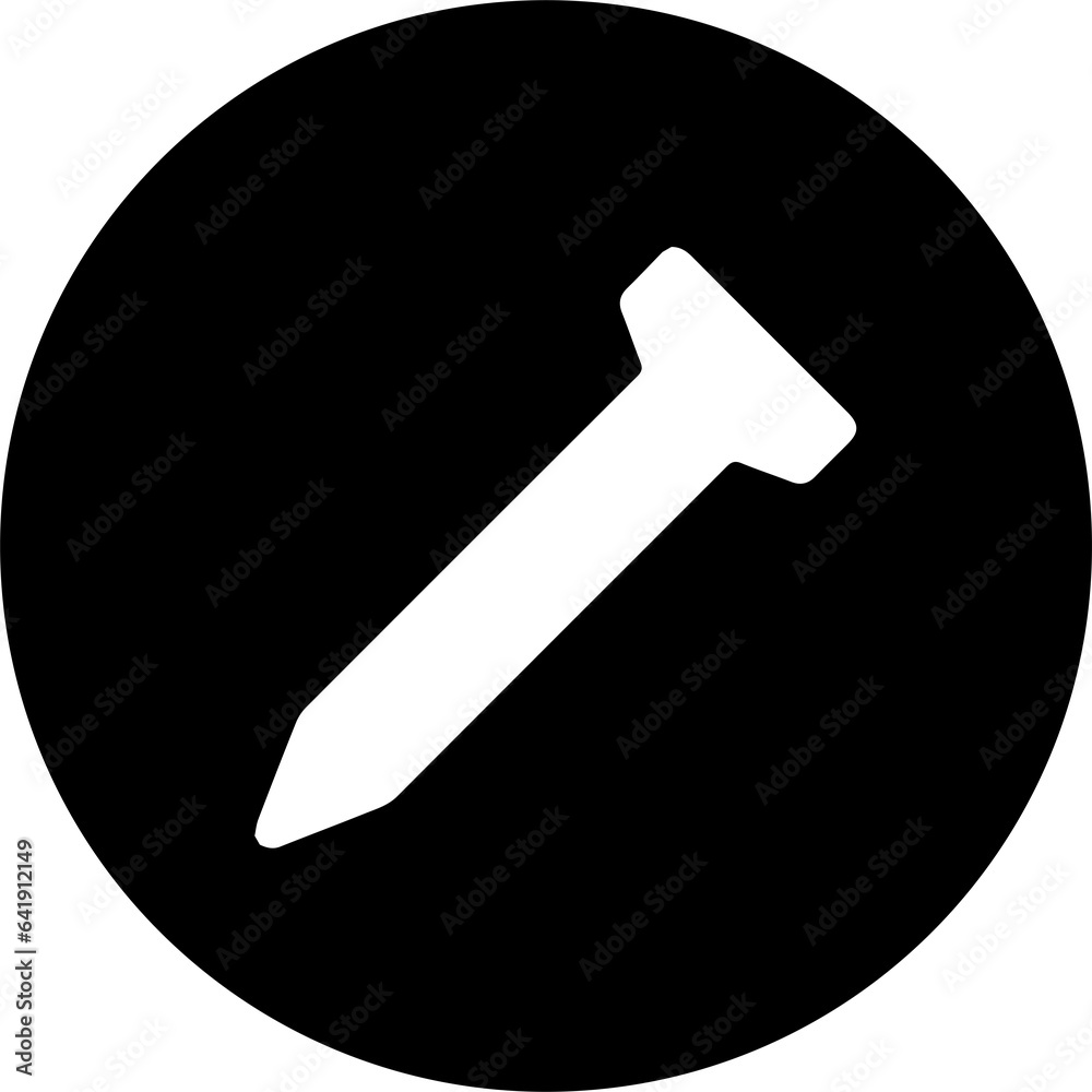 A white nail in the middle of a black circle A white nail in the middle of a black circle