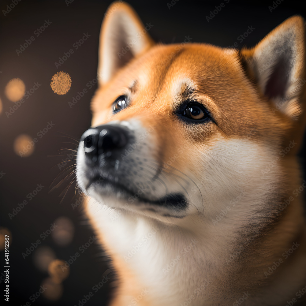 portrait of a adorable Shiba Inu. bokeh black background. portrait of a adorable Shiba Inu. bokeh black background.