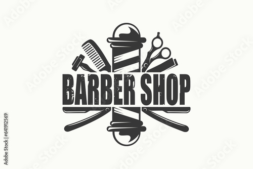vintage Barber Shop posters, logos, labels, emblems or badges. Vector illustration