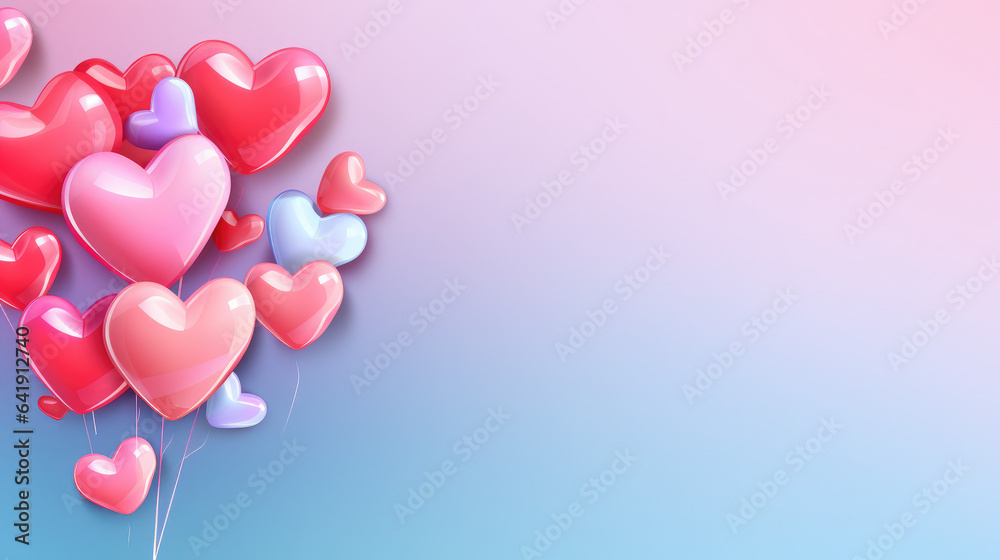 Colorful heart balloons background, valentines love banner