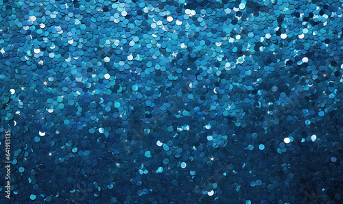 Sparkling shimmering blue sequin background banner