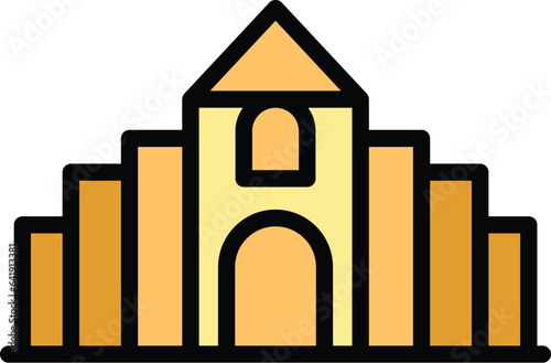 City landmark icon outline vector. World famous. Travel architecture color flat
