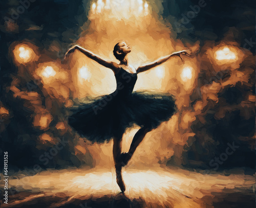 beautiful young ballet dancer oil painting , poster or print , hobby or pastime .made using AI photo