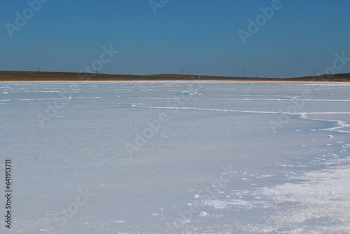 Landscape of the salt lake in Astrakhan region of Russia