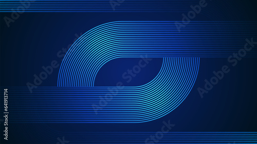 Dark blue simple abstract background with lines in a curved style geometric style as the main element.