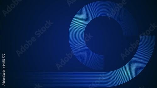 Dark blue simple abstract background with lines in a curved style geometric style as the main element.