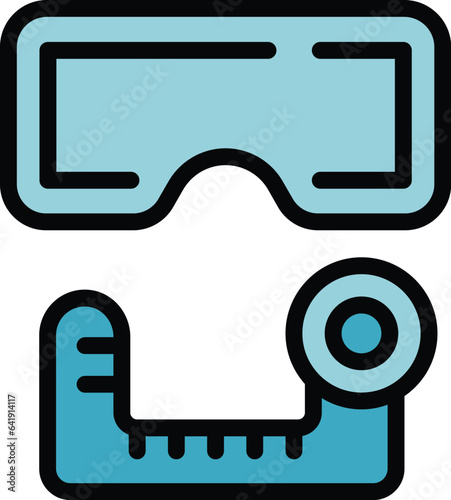 Diving mask icon outline vector. Safety water. Vest guard color flat