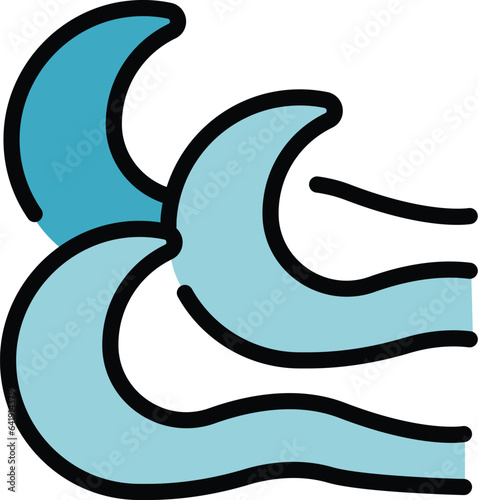 Sea wave icon outline vector. Safety water. Kid ocean color flat