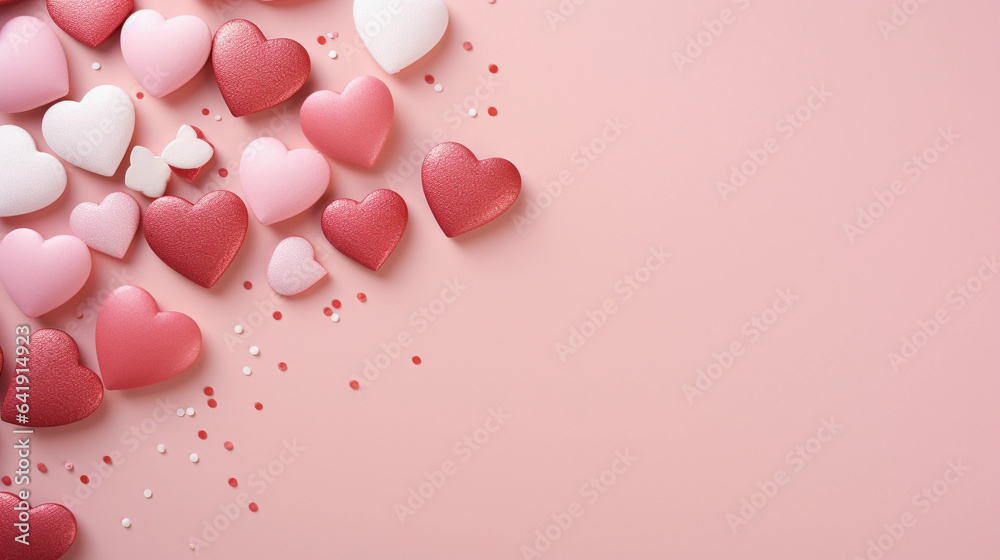 Hearts Designed and Fixed on a Pink Background