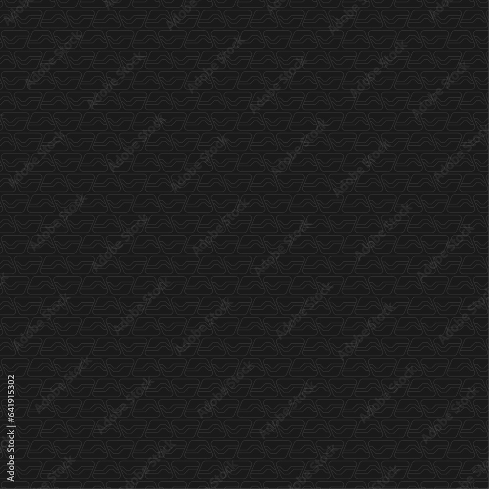 Black background geometric square rounded lines seamless pattern