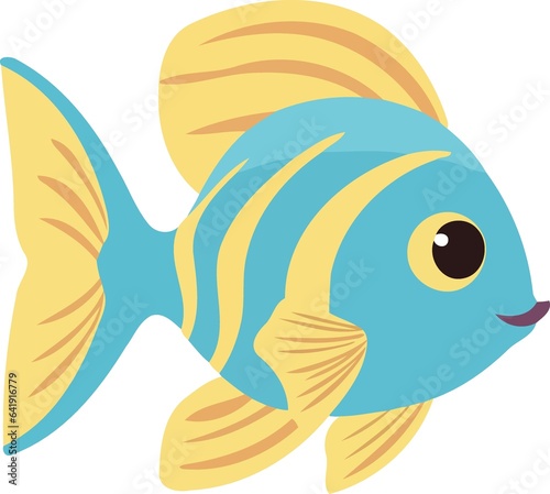 animal aquatic fish blue and yellow fluffy created with Generative AI technology