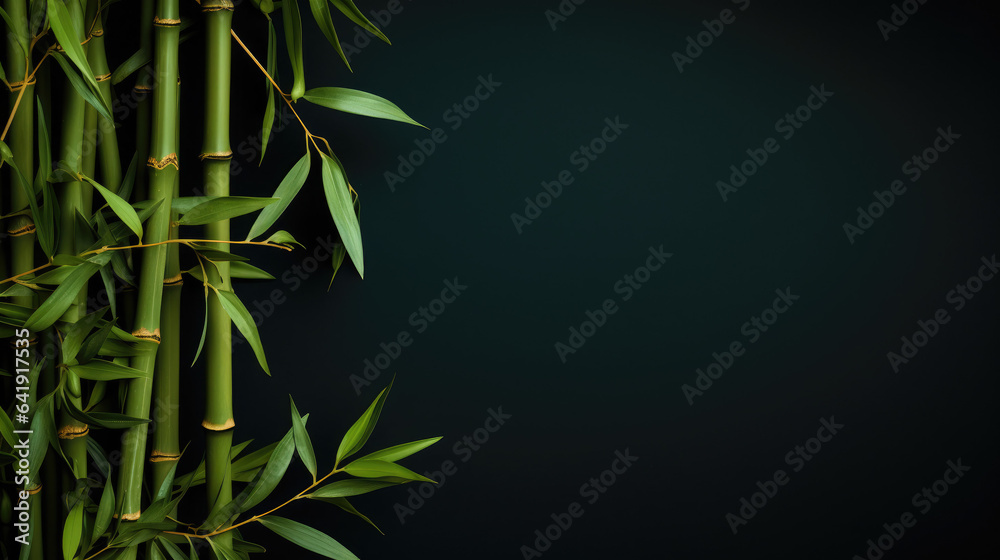 Bamboo background, black plain background, banner wallpaper